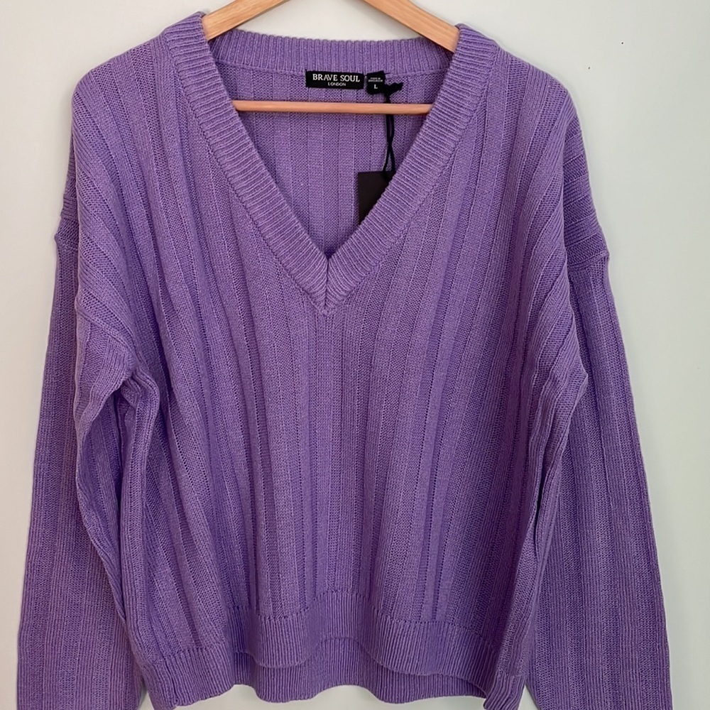 Brave soul ribbed Kansas v neck sweater - New with tag - Picture 6 of 9
